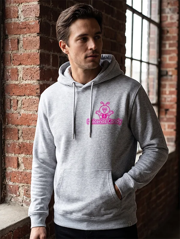 sudadera gris corporativa con gorra